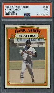 1972 OPC Hank Aaron in action #300 PSA 7+  nm  centered on front  - Picture 1 of 2