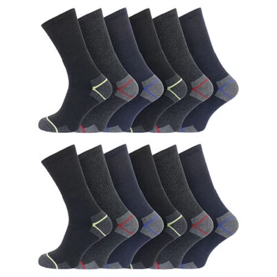 MIUAYGA Men’s Heavy-Duty Cushioned Work Socks – 6/12 Pack UK 6–11 Reinforced Heel & Toe