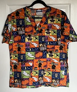 Halloween Nursing Dental Vet Nursing Uniform Scrub Top Unisex Sz. S - Picture 1 of 3
