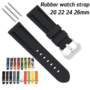 20mm 22mm Thick Watch Bands 24mm 26mm Camouflage Rubber Strap Silicone Bracelet - Picture 1 of 42