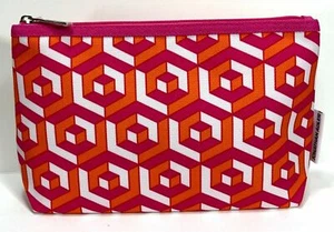 Clinique Cosmetic Makeup Bag by Jonathan Adler (Pink,White & Orange) - Picture 1 of 4