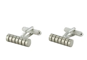 Michelsons of London Silver Cylinder Stripe Cufflinks - Picture 1 of 3