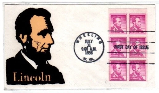 1036A FDC (complete Booklet pane) ABRAHM LINCOLN by Velvetone/Dargis - Image 1 of 1