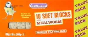 Suet To Go Mealworm Suet Cake Wild Bird Treat - Pack of 10x280g