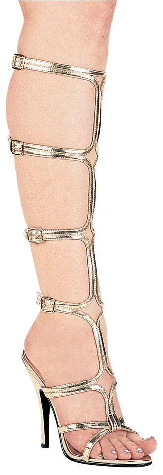 Dorado Sexy Correa 5" Tacones Sandalias Adulto Mujer Zapatos Gladiador Halloween Foto 1 de 1