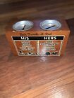 Vintage Wooden His And Hers Souvenir Coin Bank