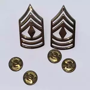 Juego de pines de vestido de primer sargento del ejército de los Estados Unidos E-8 dorado - Imagen 1 de 2