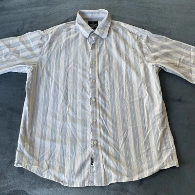 Marc Ecko Men’s Long Sleeve Button Up Blue/White Striped Collar Shirt Large - Image 1 of 4