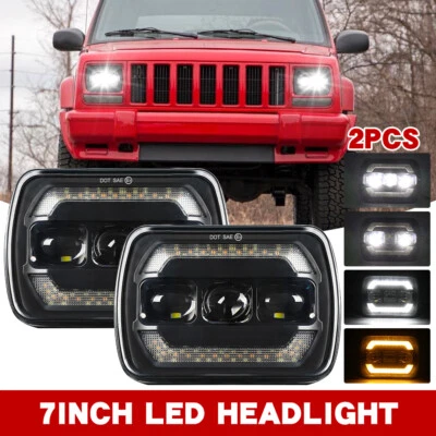 5x7 7x6 Zoll LED-Scheinwerfer Abblend Fernlicht für Jeep Cherokee XJ/Wrangler YJ - Bild 1 von 4
