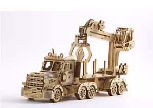 Wooden Three-dimensional Mechanical Gears Truck Crane DIY Puzzle Gift Toy - Picture 1 of 1