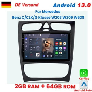 For Mercedes Benz C/CLK/G Class W203 W209 W639 2+64G Carplay Car Stereo GPS SAT NAV - Picture 1 of 14