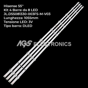 KIT 4 TIRAS BARRAS 8 LED TV HISENSE HD550V1U51-T0L2BS0GMROH, JL.D55081330-003 - Picture 1 of 1