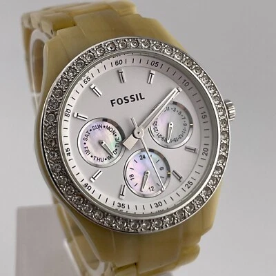 Reloj Fossil Stella ES-2455 Mujer 37mm Estuche Día Fecha Perla Look Dial Estuche Banda Foto 1 de 4
