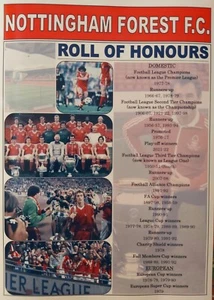 Nottingham Forest club history roll of honours - souvenir print - Picture 1 of 1