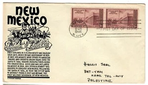 USA Old FDC Cover New Mexico Centennial sent Bat Yam Palestine 1946 - Picture 1 of 3