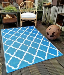 Outdoor-Teppich FH-04 Blau Weiß Terrasse Veranda Balkon Camping 120cm x 180cm - Bild 1 von 7