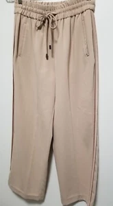 Zara Pants Womens Size Small Soft Pink Wide Leg Tuxedo Stripe Pull-on Relax Fit - Picture 1 of 13