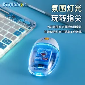 Doraemon Transparent Bluetooth Wireless Mouse Silent Office Can Emit Light Gift - Picture 1 of 16