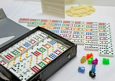 Double Twelve Jumbo Dominoes Set Of 91 Trains Game & Play Instructions COMPLETE - Image 1 of 4