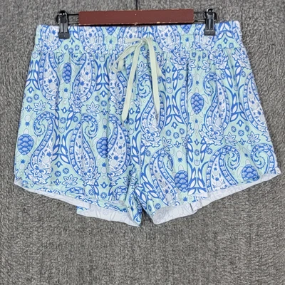 Simply Southern Shorts Womens Large Blue Paisley Floral Lined High Elastic Waist - Image 1 of 4