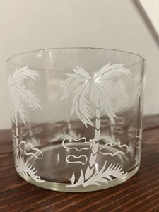 Hazel Atlas Palm Tree Ice Bucket Glass MCM Art Deco Vintage 50s Summer - Picture 1 of 3