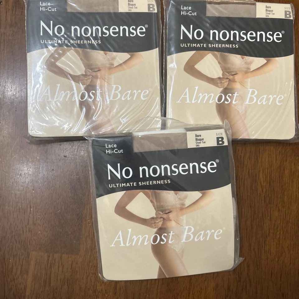 3 pares de pantimedias de encaje sin tonterías casi desnudas bisque muy transparentes talla B Foto 1 de 1