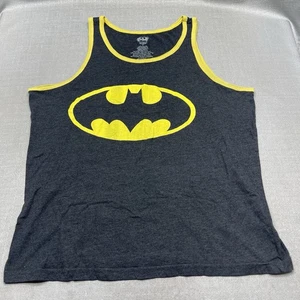 Men’s Batman Tank Top Large – Dark Gray with Yellow Logo – DC Comics Superhero - Picture 1 of 5