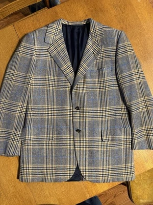 VTG Oxxford Clothes Blazer Mens 44T Gotham Cashmere Prince Of Wales Check 1975 - Image 1 of 4