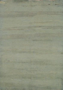 Handmade Modern Wool Accent Rug 4x6 Green Contemporary Solid Oriental Carpet - Picture 1 of 18