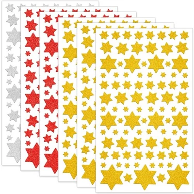 Weihnachts Sticker Sterne Set, Glitzer, 558 Aufkleber, Bastel Deko, Weihnacht... - Bild 1 von 4