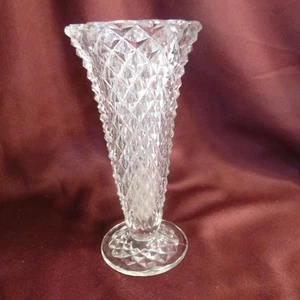Vintage Kristallvase 8,5" - Waffelmuster strukturiertes Kunstglas - EUC - Bild 1 von 6