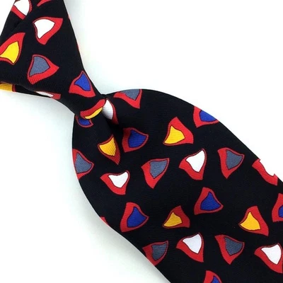 Corbata Turnbull & Asser Inglaterra Vibrante Rojo Azul Negro Forma Triangular Seda L3 Nueva Foto 1 de 4