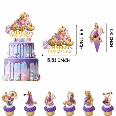 Tangled Princess Birthday Party Decor Supplies Cake Toppers Cupcakes Set Kit - Image 1 of 3