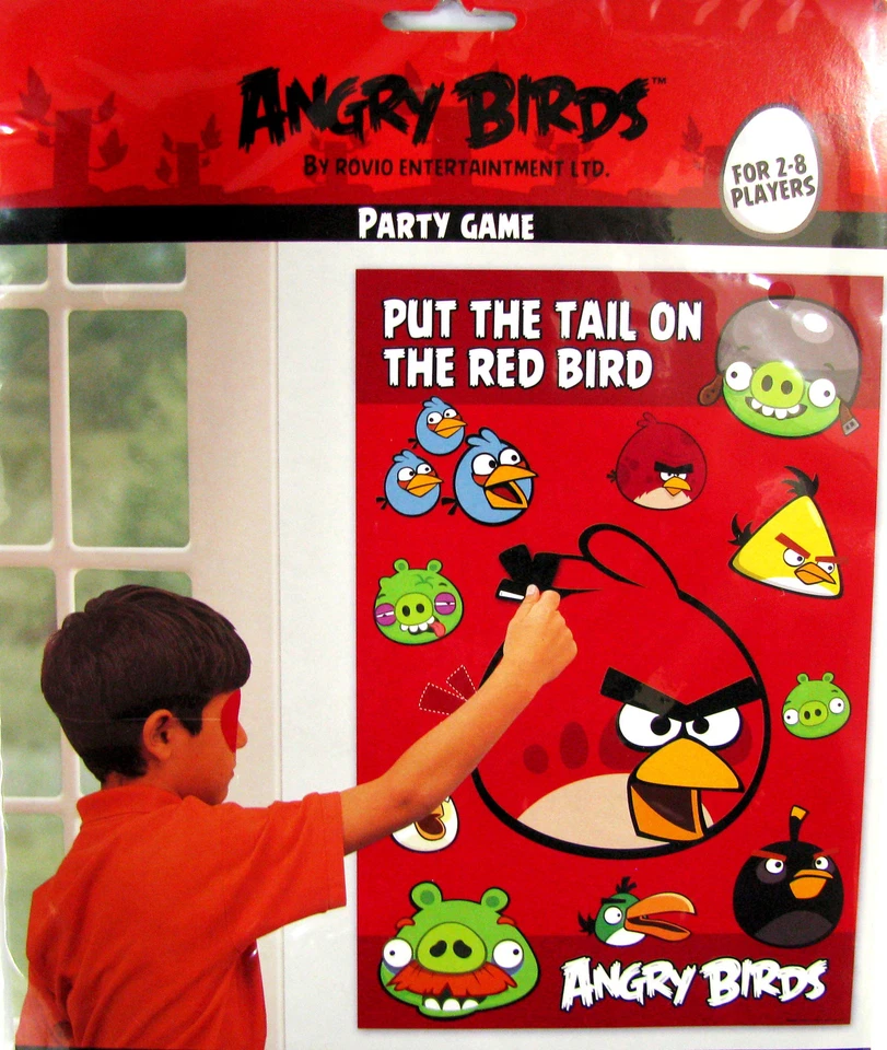 Amscan Fun Angry Birds Pin The Tail Birthday Party Game Red