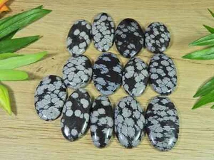 265Cts. Natural Snowflake Obsidian Oval Cabochon Loose Gemstone 13Pcs Lot - Picture 1 of 9
