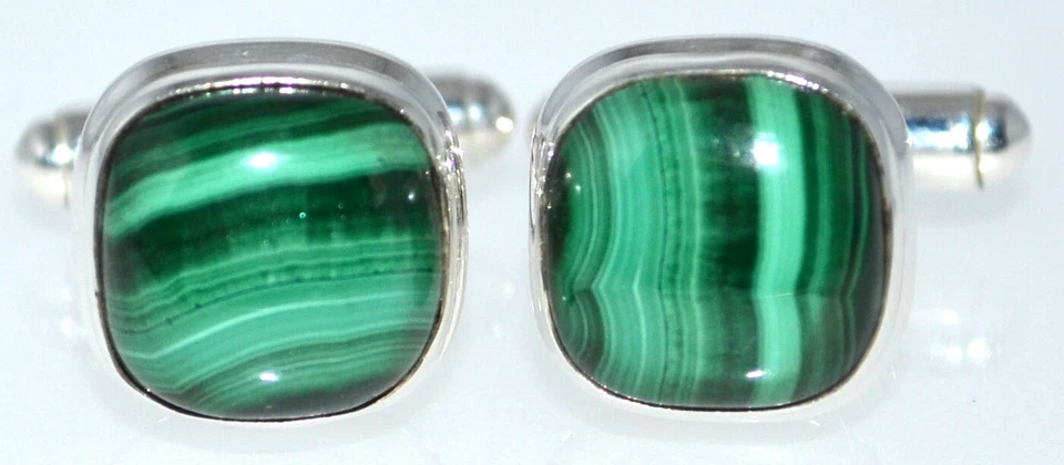 925 Пробы малахит мужские запонки изысканные мужские манжеты драгоценный камень новый - Изображение 1 из 1