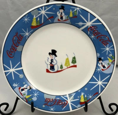 Coca Cola Muñeco de Nieve 7" Navidad Repuesto De Colección Plato de Postre Azul Snow Coke Foto 1 de 4