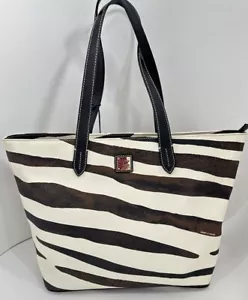 Dooney & Bourke Designer Zebra Stripe Medium Shoulder Tote Purse Handbag - Picture 1 of 12