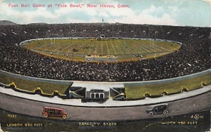 LP49 New Haven Connecticut Yale College ciotola partita di calcio stadio vecchia cartolina - Foto 1 di 2