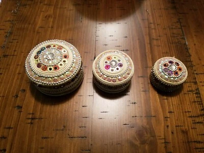 Huge Lot Of 3 Used Multicolored Nesting Jewelry/Beads Storage Containers Set - Image 1 of 4