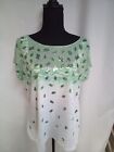 Ruby Rd. womans green and white top with green sequins white tank under LG
