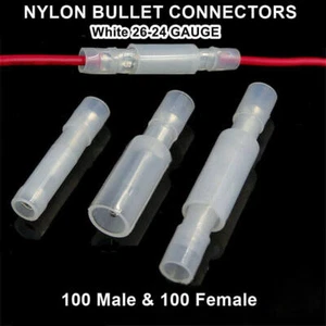 200X Nylon Bullet Connectors Male Female Quick Disconnect 26-24 Gauge Splice US - Picture 1 of 5