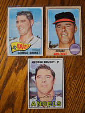 (3) George Brunet - 1965 Topps No.242 + 1967 122 + 1968 347 - See Pics for Cond