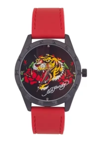 Ed Hardy Women's Quartz Matte Red Silicone Strap Analog Watch 15004B-42-G15 - Picture 1 of 3