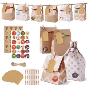 Christmas Advent Calendar Hanging Bags 24 Days Christmas Candy Bags - Picture 1 of 6