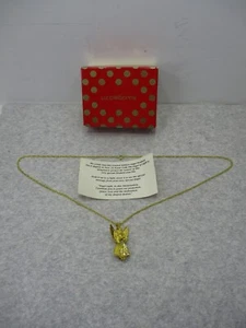 Vintage 24 kt Gold Dipped Angel Pendant Brooch Necklace New With Paper - Picture 1 of 8
