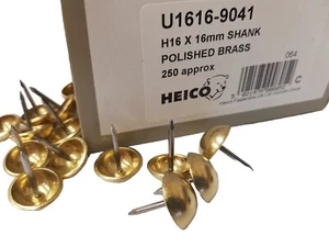 250 16 mm Durchmesser MASSIVE NICHT ROSTENDE MESSINGKOPF POLSTERNÄGEL - Stahlschaft - Bild 1 von 6