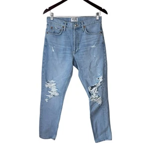 Agolde Jamie High Rise Hidden Button Fly Classic Distressed Jeans Size 27 (Read) - Picture 1 of 7