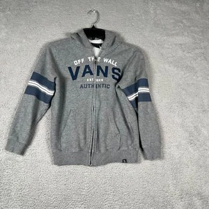 Vans Off The Wall Unisex Kids Gray Long Sleeve Full Zip Hoodie Size S - Picture 1 of 6