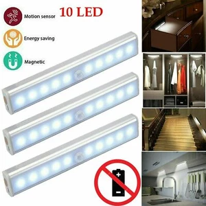 10LED PIR Closet Light Motion Sensor Rechargeable USB Magnet Strip Cabinet Lamp - Picture 1 of 5